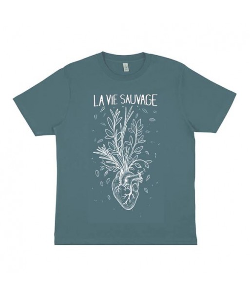 T-shirt Unisexe Coeur Floral Blue dusc T-shirt Unisexe Coeur Floral Blue dusc