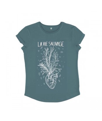T-shirt Femme Coeur Floral Blue dusc