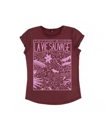 T-shirt Femme Jungle bordeaux