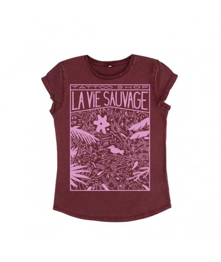 T-shirt Femme Jungle bordeaux