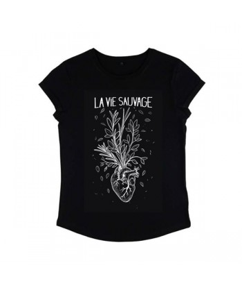 T-shirt Femme Coeur Floral noir