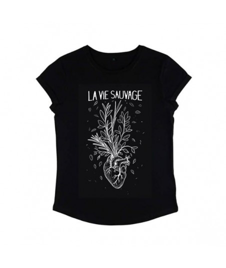T-shirt Femme Coeur Floral noir