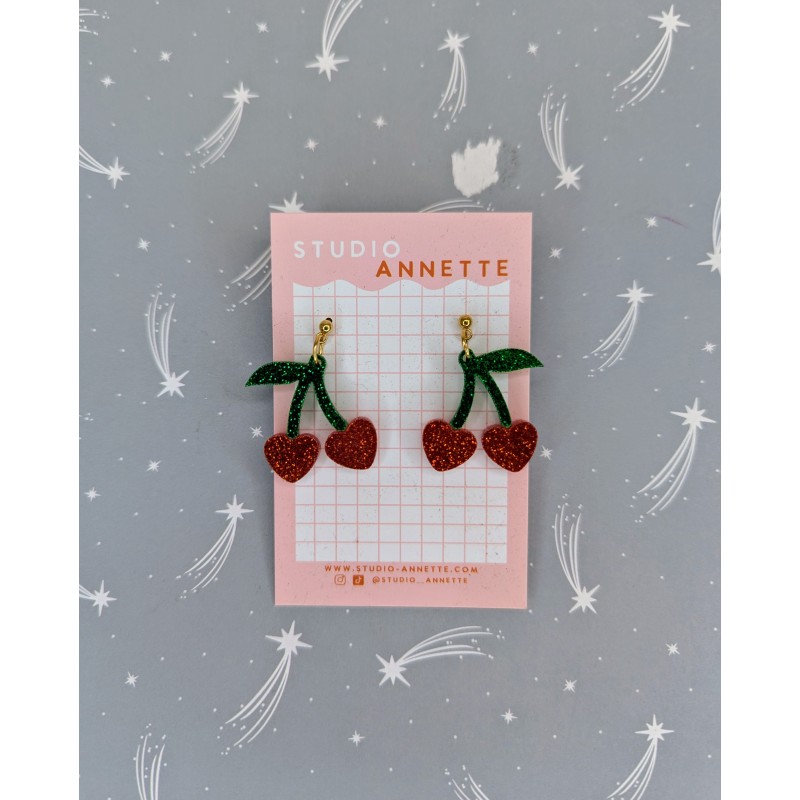 Boucles D'oreilles Cherry Hearts Boucles D'oreilles Cherry Hearts