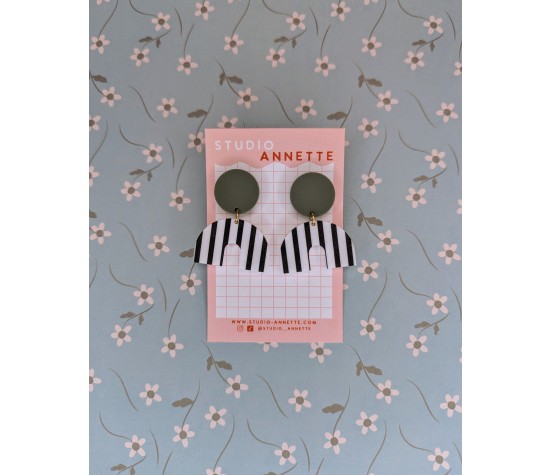 Boucles D'oreilles Louisette - Stripes N&B